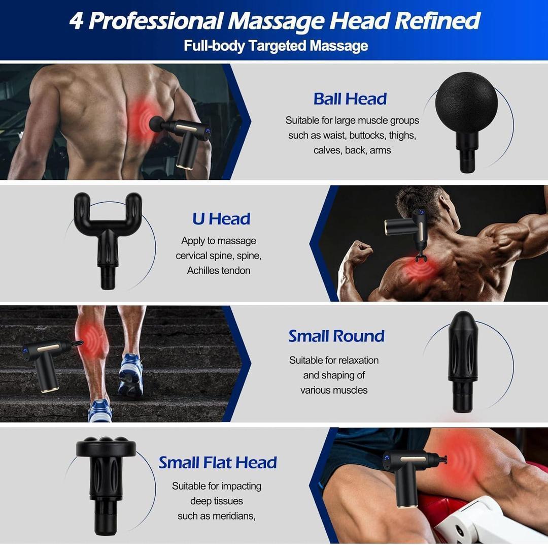 Mini Massager Gun Black ABS Rechargeable