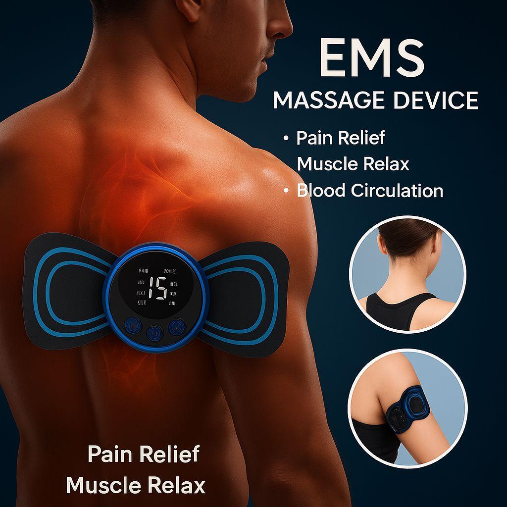 EMS Butterfly Rechargeable Massager– Compact, Wireless Relieffor Muscles & Stress